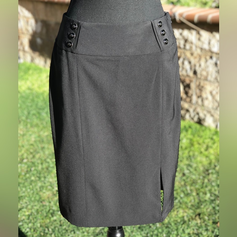 White House Black Market Black Pencil Skirt with Front Side Slit